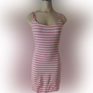 Betsey Johnson Pink and White Striped Dress Medium
